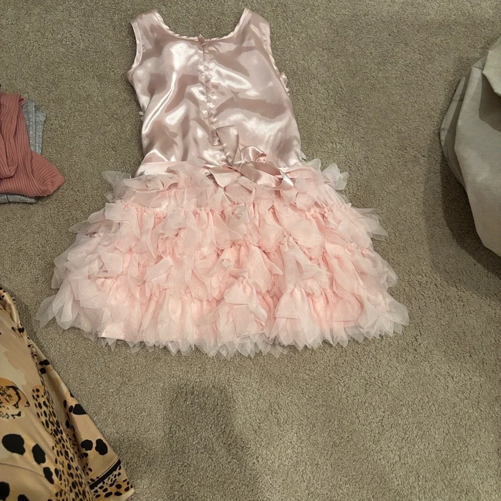 Pink Satin & Tulle Ruffle Kids Costume Dress